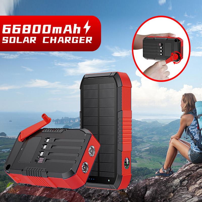 Solar Emergency Charger - Hand Crank Solar Power Bank 66800mAh