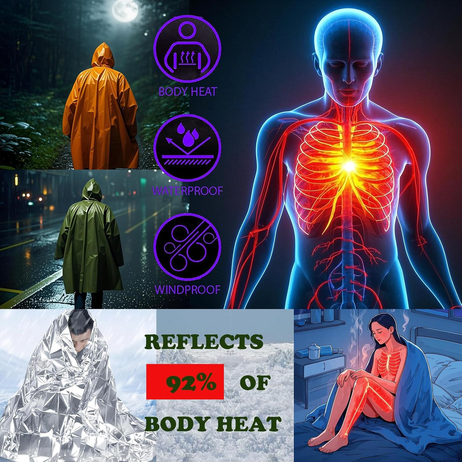 Camping Raincoat Waterproof Su – Survival Blanket Reflective recenzja i cena