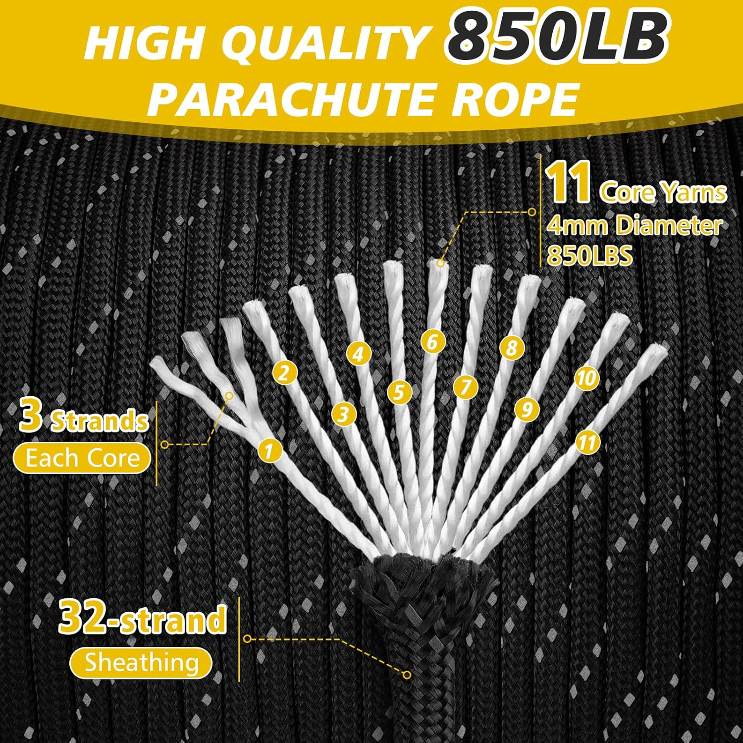 850lb Reflective Paracord Rope – Para Cord 1000Ft recenzja i cena