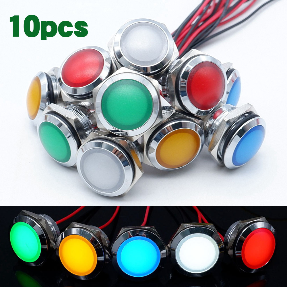 10pcs 12/16/19/22mm Metal LED  – Signal Panel Orange recenzja i cena