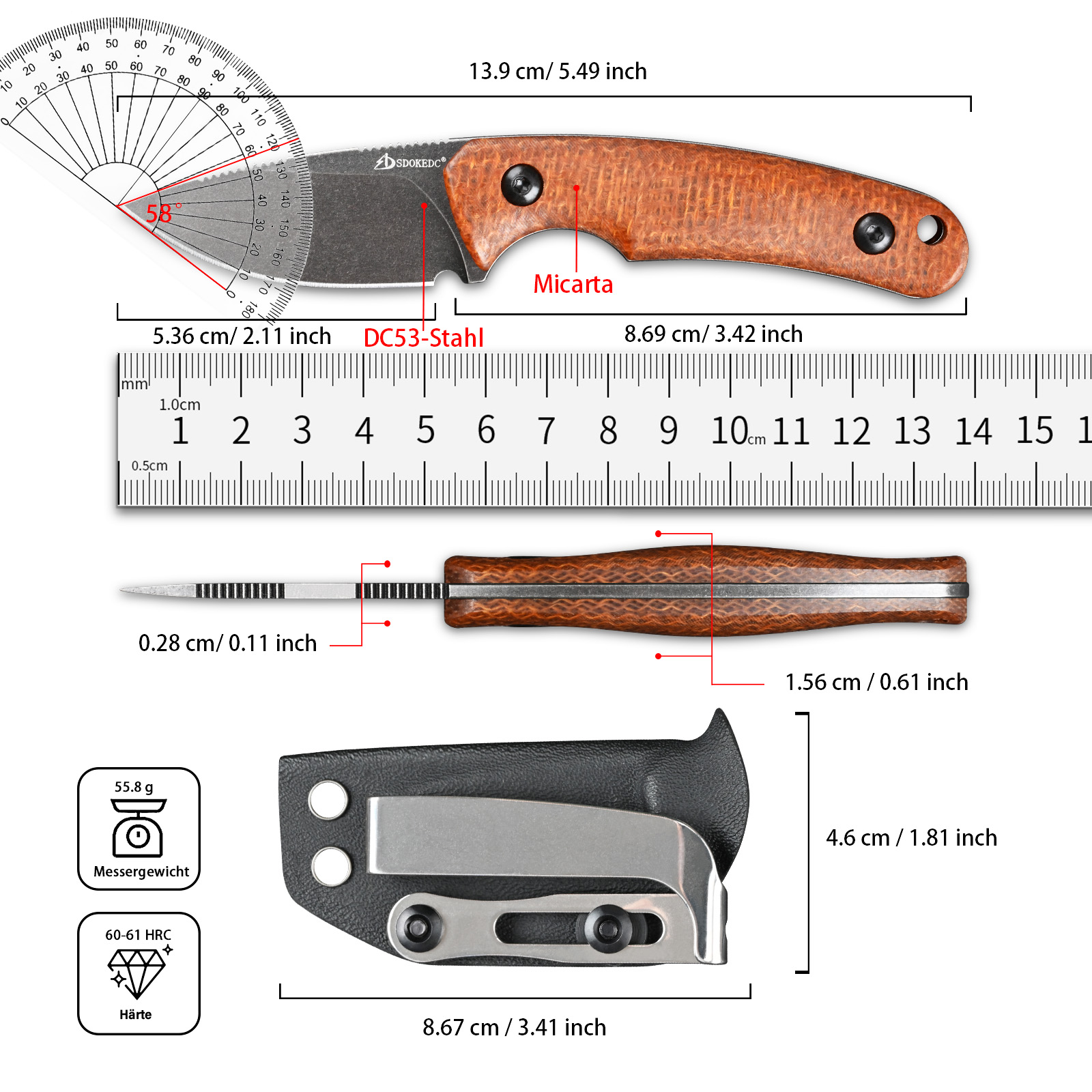 Premium SDOKEDC DC53 Steel EDC – Bushcraft Knife Fixed recenzja i cena