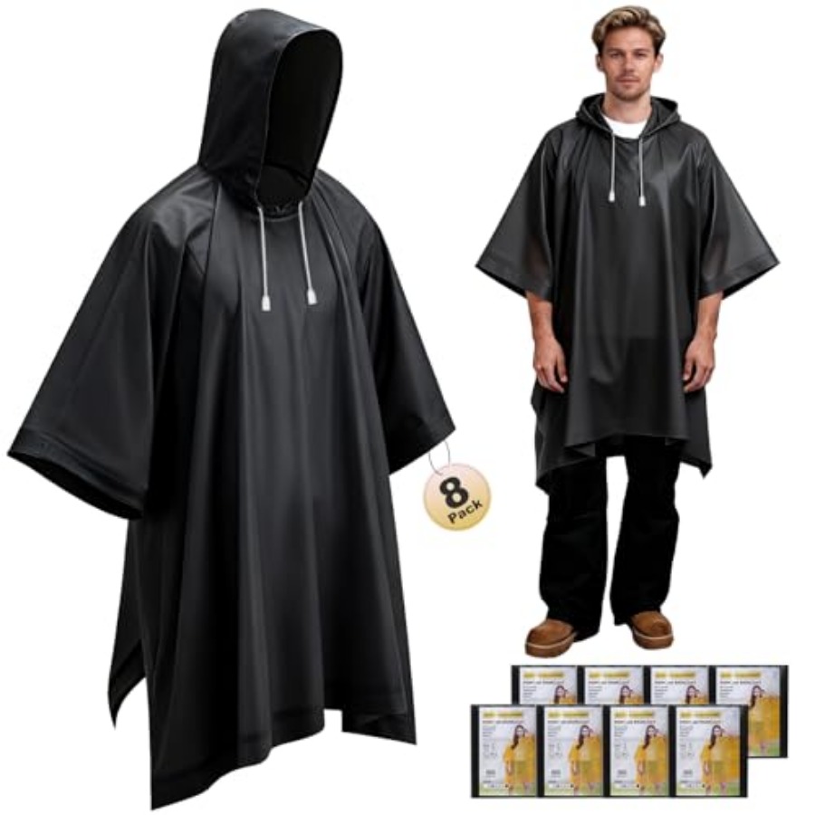 8 Pack Hooded Rain Ponchos for – Emergency Poncho Rain recenzja i cena