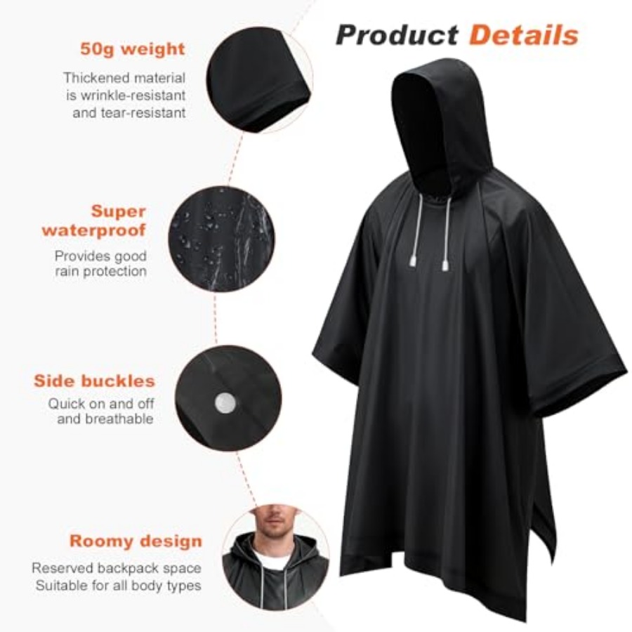 8 Pack Hooded Rain Ponchos for – Emergency Poncho Rain recenzja i cena