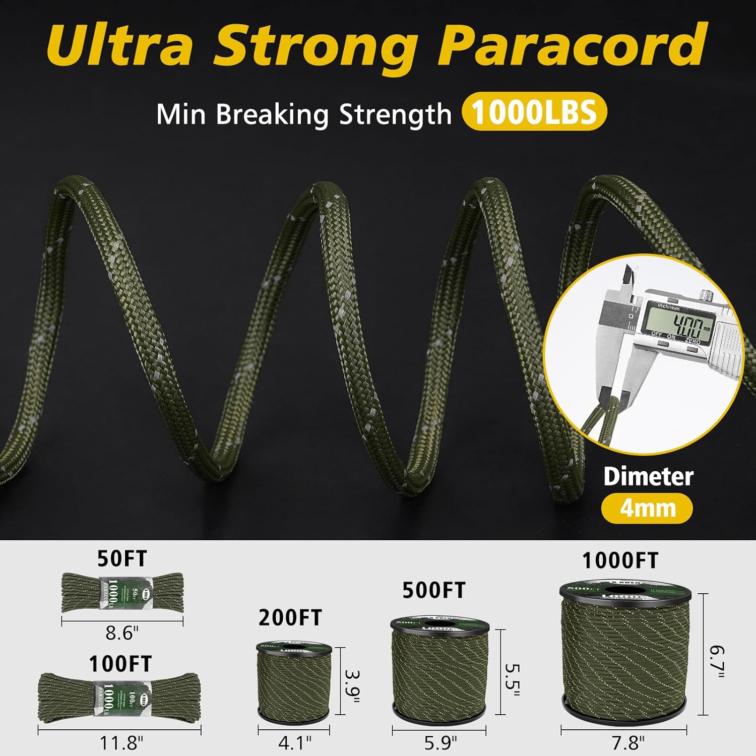 1000lb Reflective Paracord 4mm – Para Cord 1000Ft recenzja i cena