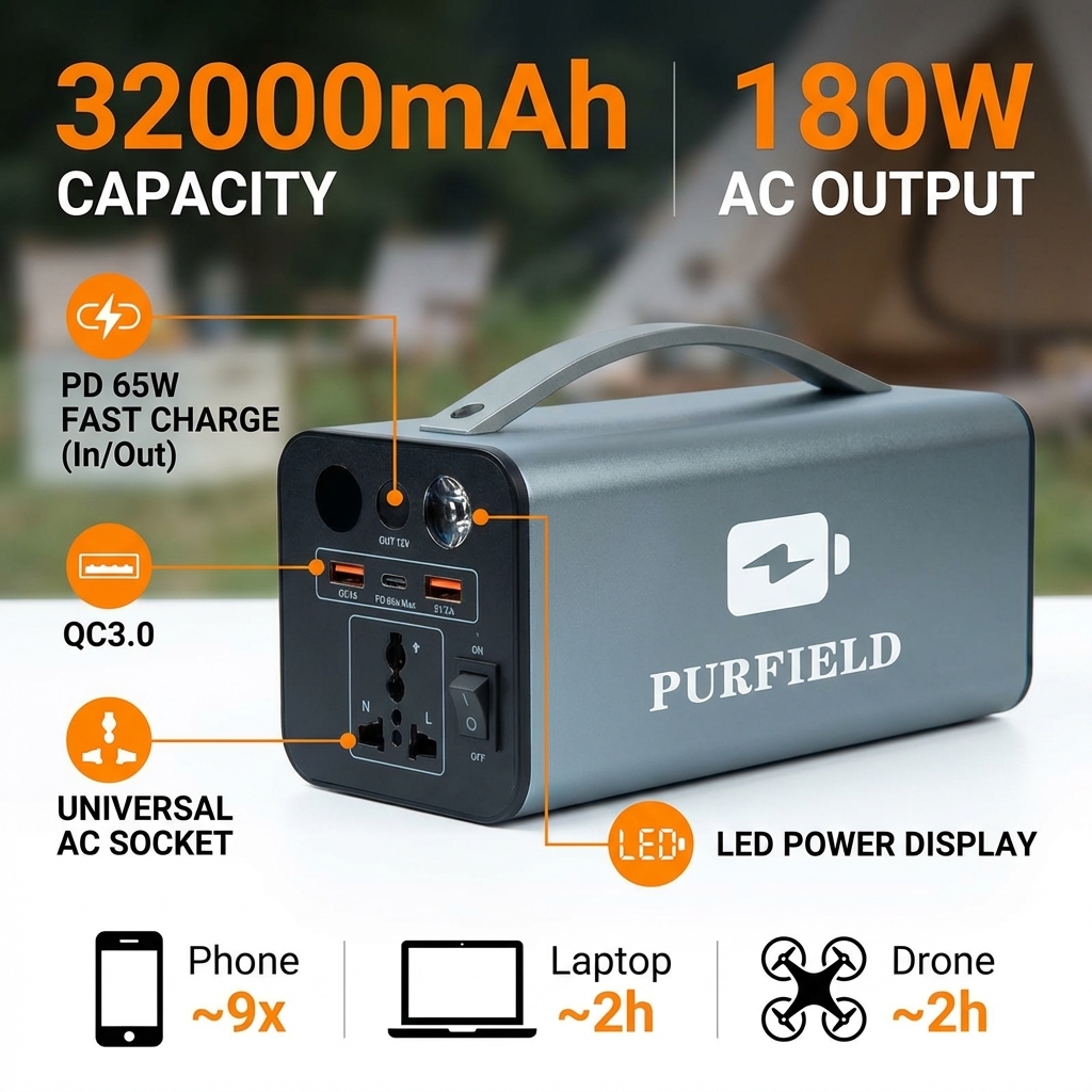 180W Outdoor Power Station 320 – Solar Emergency Charger recenzja i cena