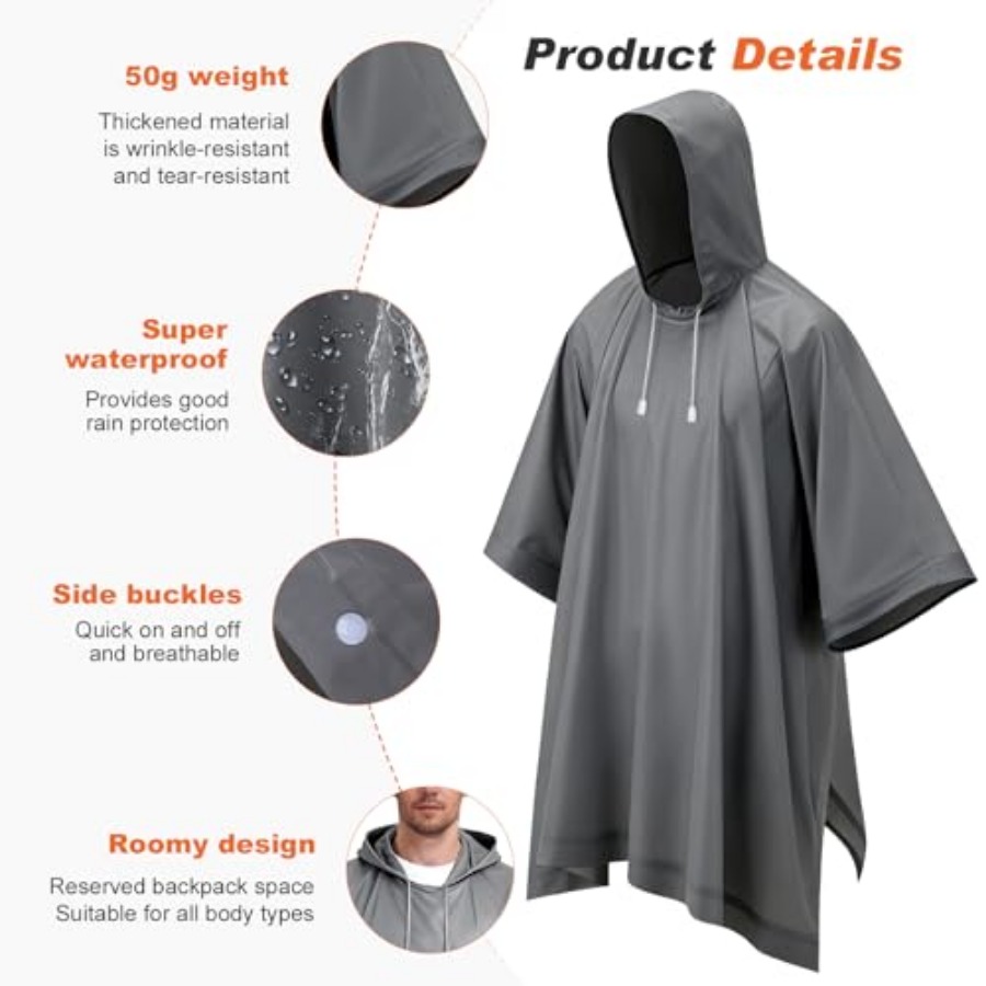 8 Pack Hooded Rain Ponchos for – Emergency Poncho Rain recenzja i cena