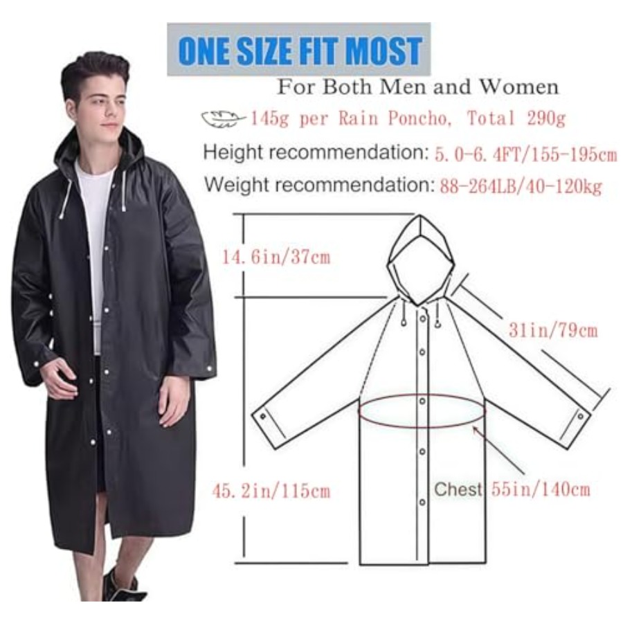 Rain Coat Poncho for Adult, 2  – Emergency Poncho Rain recenzja i cena