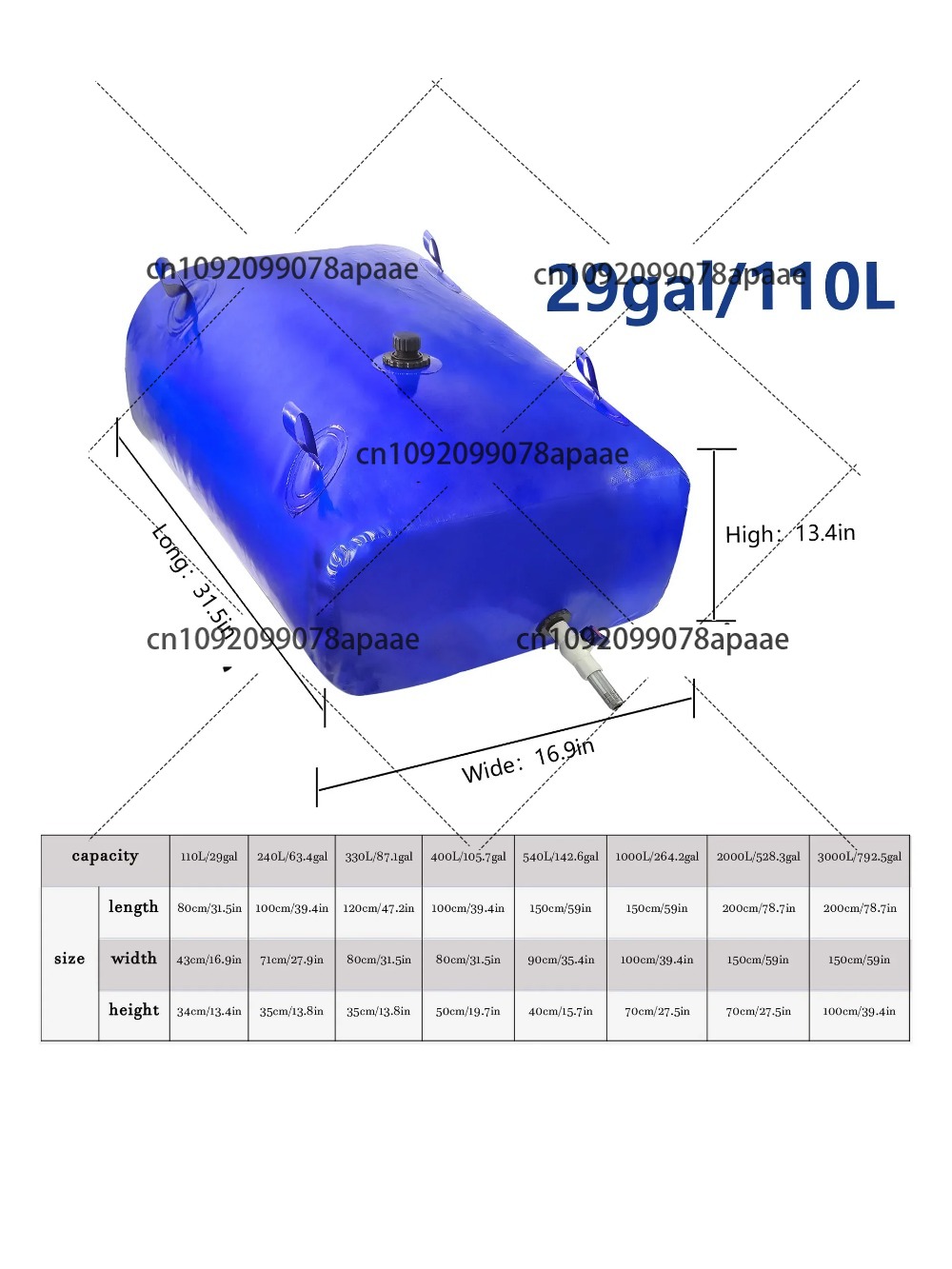 110L PVC Water Storage Bag, Po – Water Bag Collapsible recenzja i cena